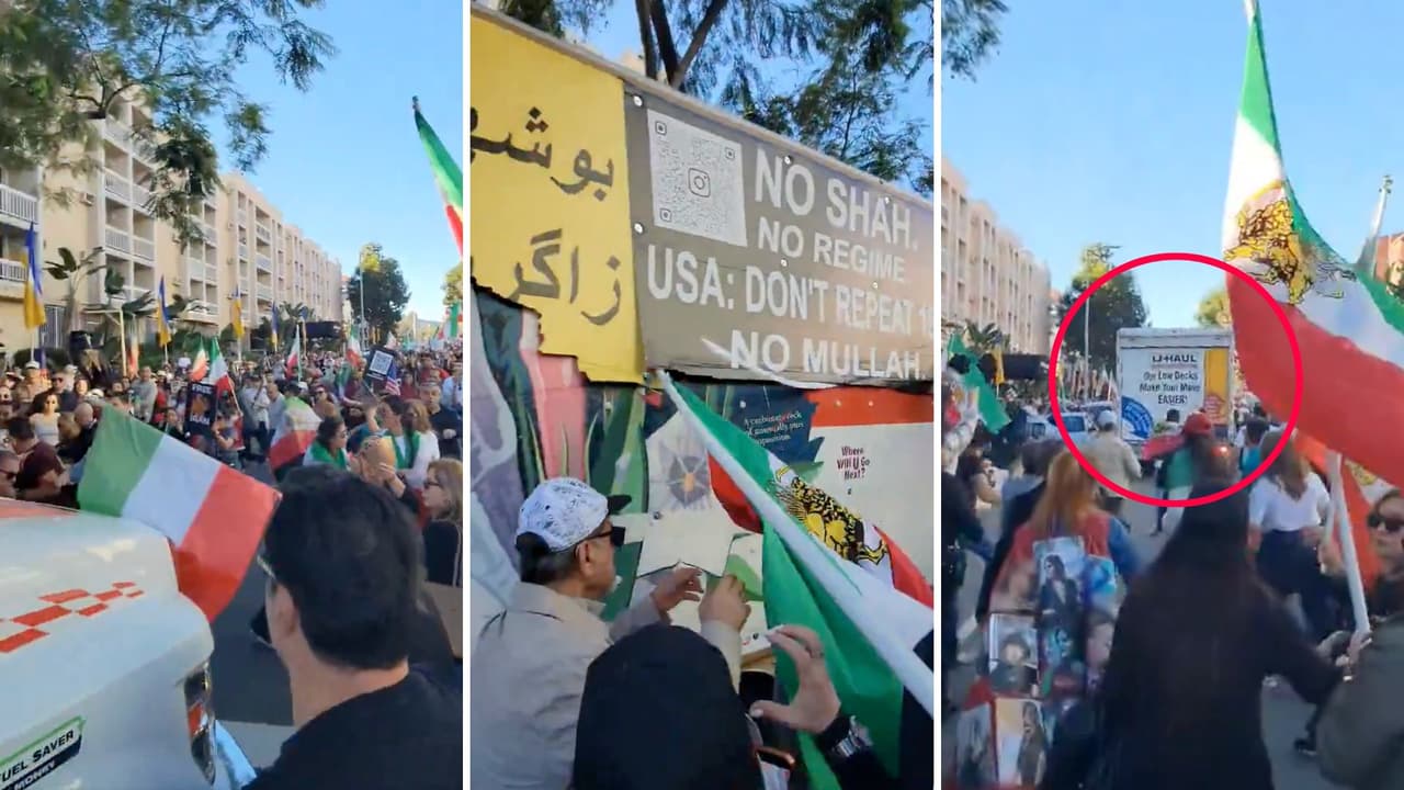 Conductor de un camión de mudanzas U-Haul embiste a una multitud de manifestantes en Westwood