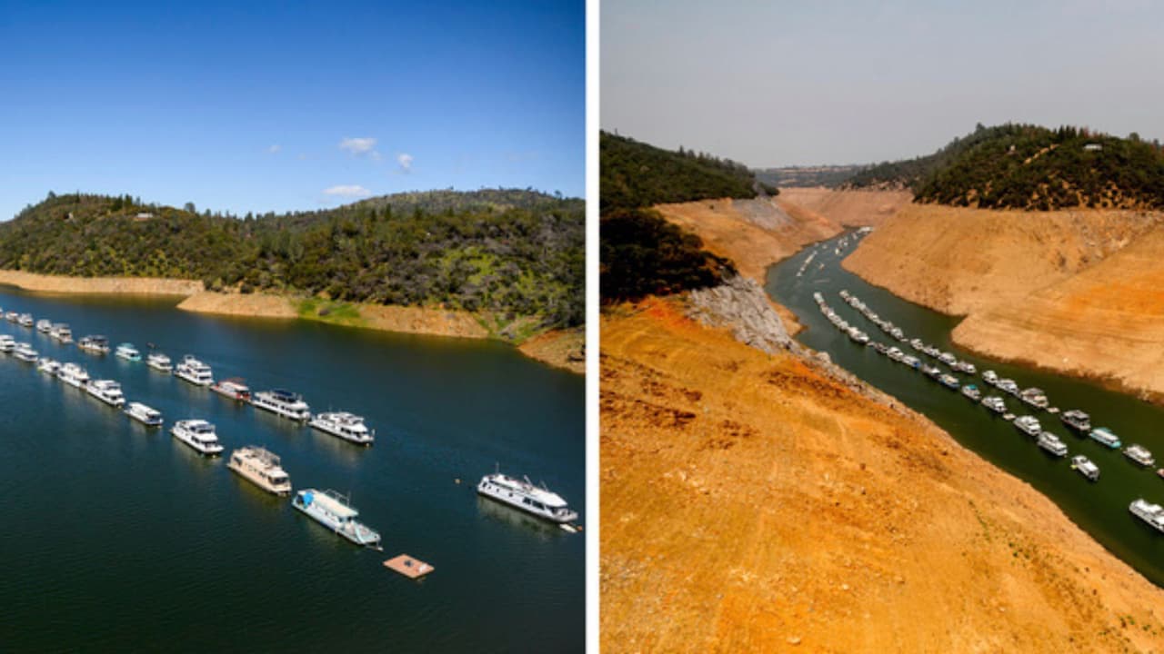 Antes y después: la dramática transformación de los embalses de California tras severas tormentas