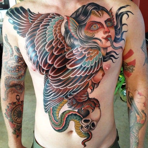 10 tatuajes de las temibles arpías griegas