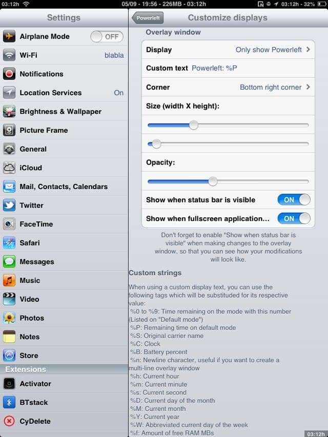 Powerleft muestra cuanto tiempo le resta a la batería de iPad